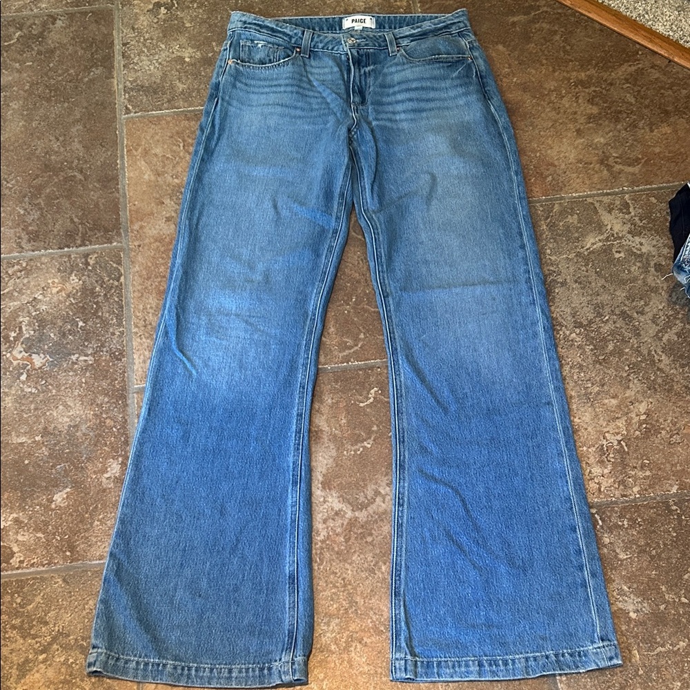 PAIGE Aduna Distressed Wide Leg Jeans